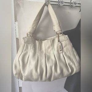 COLE HAAN pleated, pebbled leather shoulder, Satchel